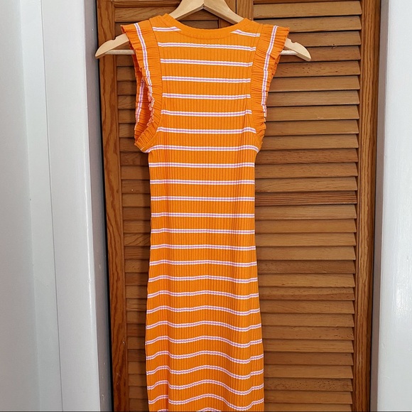ZARA Ruffled Rib Dress Striped SMALL - Picture 8 of 9